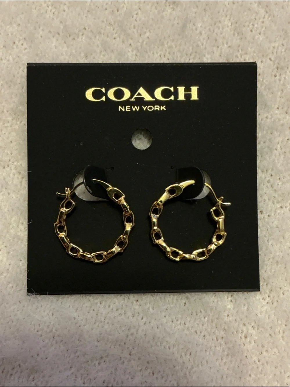 Coach Gold Chain-Link Hoop Earrings - Picture 2 of 2